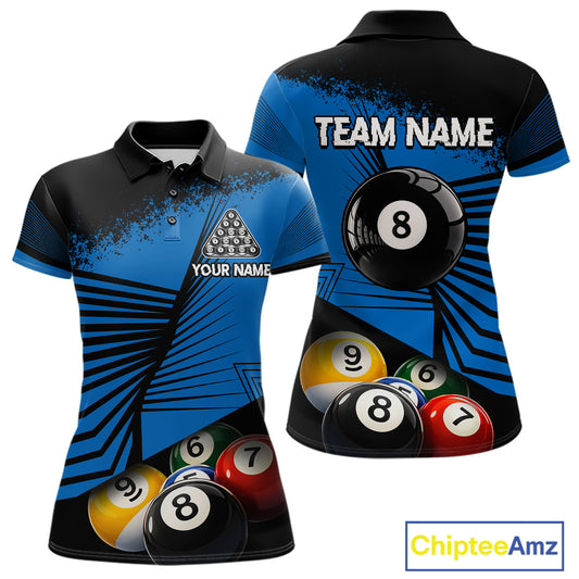 Custom 8 Ball Cue Billiards Polo & Quarter-Zip Jersey Women's Pool Billiard League Jersey NYN2313
