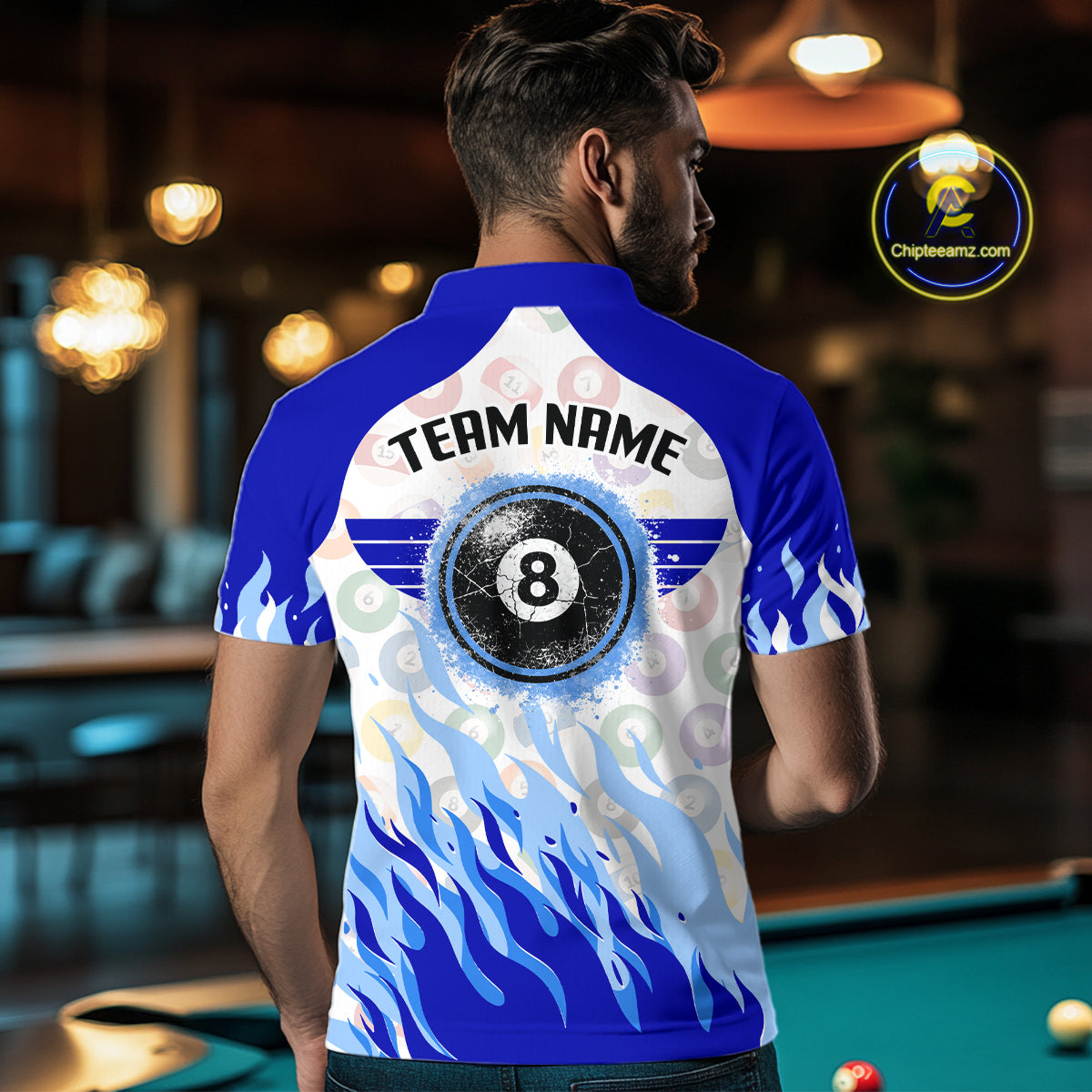 Blue Pool Billiard Balls League Jerseys For Men Custom Grunge Ball 8 Billiard Team Jersey NYN2316