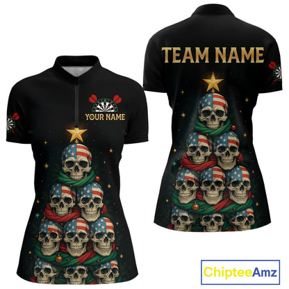 Custom Funny Christmas Darts Shirt For Women Outfits Xmas Holiday Skull Dart Jerseys NYN1279