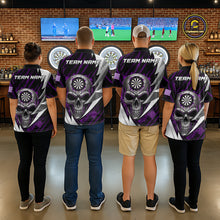 Load image into Gallery viewer, Silver Skull Red Grunge US Flag Men Darts Quarter-Zip Shirt Custom Name Dart League Jerseys NYN2061