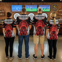 Load image into Gallery viewer, Silver Red Flaming Skull Dartboard Men Darts Quarter-Zip Shirt Custom Team Dart League Jerseys NYN2071