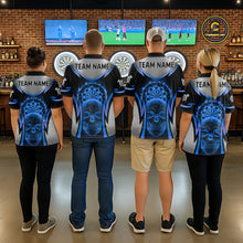 Load image into Gallery viewer, Silver Blue Flaming Skull Dartboard Men Darts Quarter-Zip Shirt Custom Team Dart League Jerseys NYN2072
