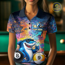 Load image into Gallery viewer, Custom Funny Shark Pool 8 Ball &amp; 9 Ball Women Billiard Shirt Personalized Graffiti Billiard Attire NYN2594