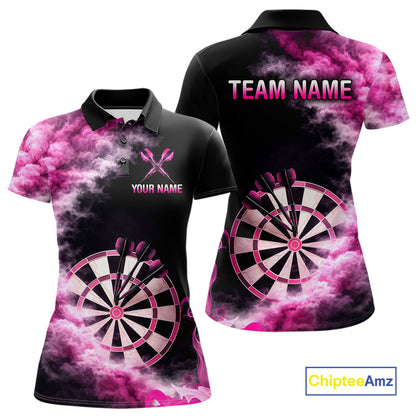 Custom Pink Smokes Dartboard & Arrow Women Darts Polo Shirt Personalized Darts Team Jerseys NYN2597