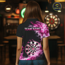Load image into Gallery viewer, Custom Pink Smokes Dartboard &amp; Arrow Women Darts Polo Shirt Personalized Darts Team Jerseys NYN2597