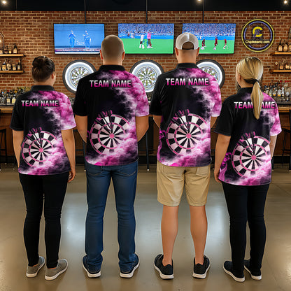 Custom Pink Smokes Dartboard & Arrow Men Darts 1/4-Zip Shirt Personalized Darts Team Jerseys NYN2597