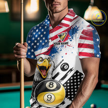 Load image into Gallery viewer, Splatter US Flag Yin And Yang 8 Ball &amp; 9 Ball Men Billiard Shirt Custom Eagle Freedom Billiard Appeal NYN2767