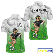 Load image into Gallery viewer, Funny golden retriever mens golf polo shirt golf outfit