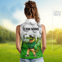 Load image into Gallery viewer, Funny Womens Golf Sleeveless Polo Shirt Custom Alligator Golfer Grass Pattern Golf Team Outfits NYN3397
