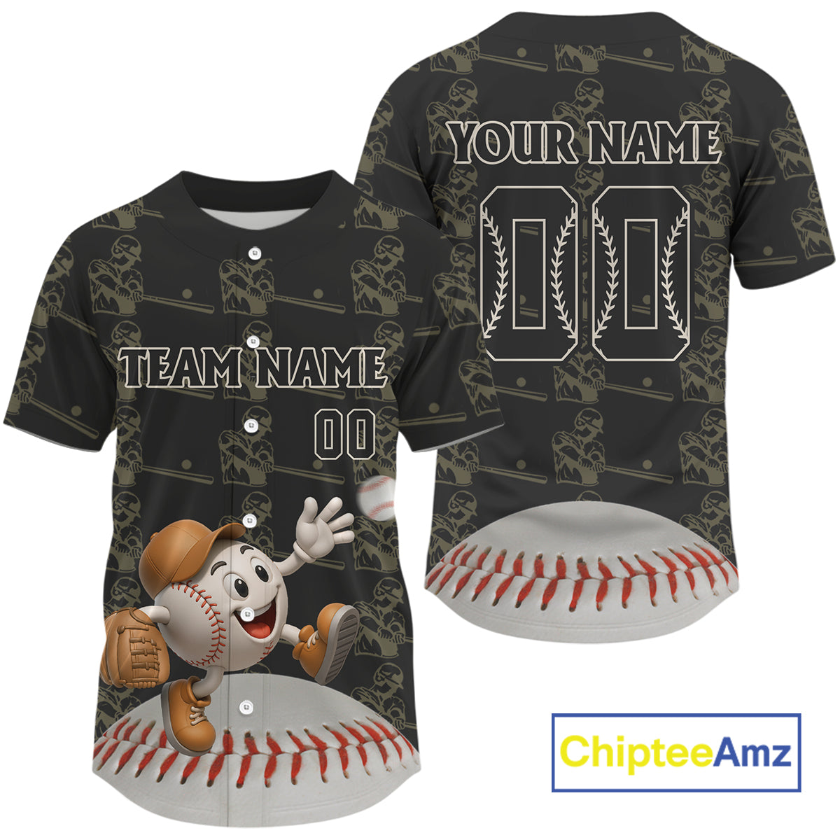 Custom Brown Mascot Funny Baseball Ball Jersey For Men Personalized 3D Funny Baseball Shirt NYN0901
