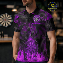 Load image into Gallery viewer, Fire Flames Darts Dragon Purple Dart Polo Shirts For Men Personalized Team Dart Jerseys NYN2105