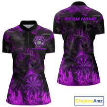 Load image into Gallery viewer, Fire Flames Darts Dragon Purple Dart 1/4-Zip Shirts For Women Personalized Team Dart Jerseys NYN2105