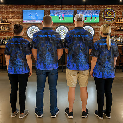 Fire Flames Darts Dragon Purple Dart 1/4-Zip Shirts For Men Personalized Team Dart Jerseys NYN2106