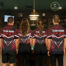 Load image into Gallery viewer, Black &amp; Red Geometric 8 Ball Pool Polo &amp; 1/4-Zip Shirt For Men Custom Pool Billiard Team Jerseys NYN2980