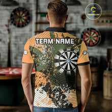 Load image into Gallery viewer, Dartboard Colorful Grunge Men's Darts Shirt Custom Name For Players | Opt2 - Orange NYN0688
