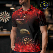Load image into Gallery viewer, Custom Black And Red Flames Eagle Dartboard Darts Polo Shirt For Men Outfit Darts Jerseys NYN0944