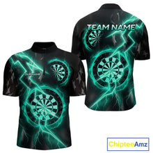 Load image into Gallery viewer, Custom Lightning Turquoise And Black Darts 1/4-Zip Shirt For Women Darts Tournament Jerseys NYN0952