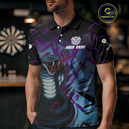 Fierce Cobra Multi Color Grunge Men's Dart Shirt - Custom Name For Darts Jersey NYN0456