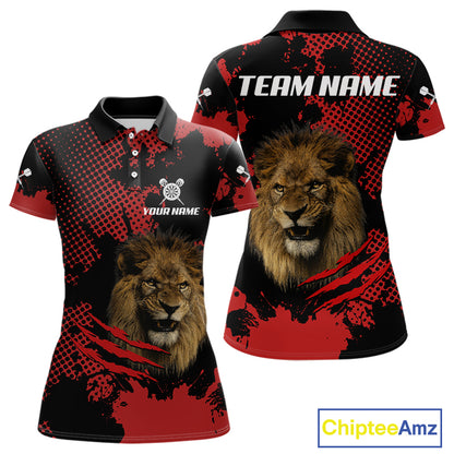 Grunge Lion Dartboard Custom Quarter-Zip Shirt For Women - Darts Team Jersey NYN0707