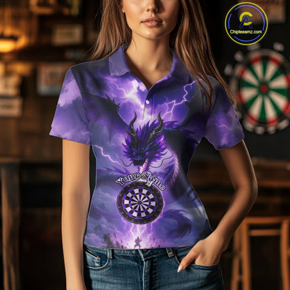 Custom Lightning Purple Dragon Dartboard Darts Polo Shirt For Women Darts Team Jersey NYN0967