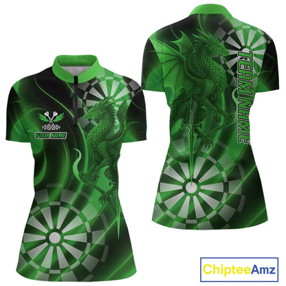 Custom Black And Green Dragon Dartboard Dart Jersey Outfits Dart Team Shirts For Women NYN0980