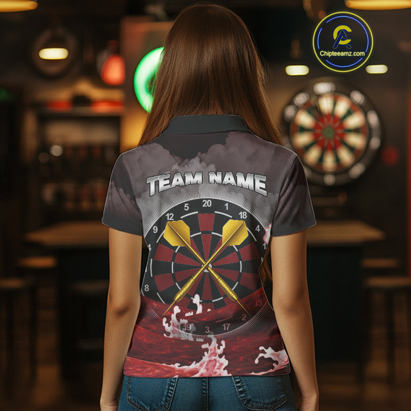 Scarlet Ocean With Golden Arrows - Women's Darts Team Shirt - Custom Name For Players NYN0492