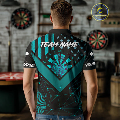 It's In My DNA Custom Turquoise Dinosaur Dart Polo Shirt For Men US Flag Dart Jerseys NYN1366