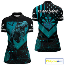 Load image into Gallery viewer, It's In My DNA Custom Turquoise Dinosaur Dart 1/4-Zip Shirt For Women US Flag Dart Jerseys NYN1366