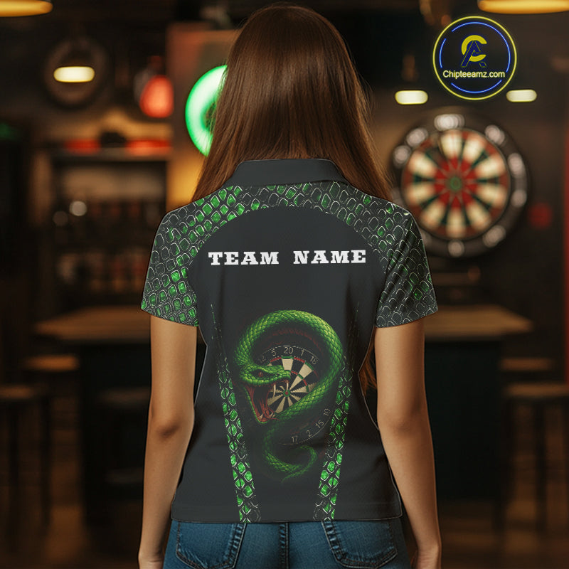 Fierce Green Serpent Dartboard Women's Darts Team Shirt - Custom Name For Players NYN0508