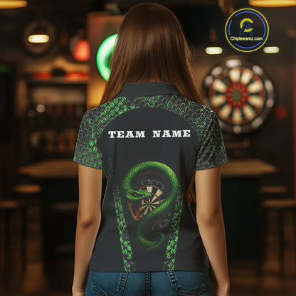 Fierce Green Serpent Dartboard Women's Darts Team Shirt - Custom Name For Players NYN0508