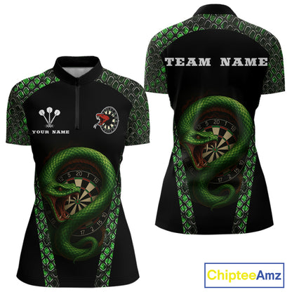 Fierce Green Serpent Dartboard Women's Darts Team Shirt - Custom Name For Players NYN0508