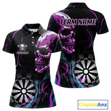 Load image into Gallery viewer, Purple Flaming Skull Dartboard Polo Dart Shirt For Women Custom Outfits Darts Team Jersey NYN0998