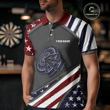 Load image into Gallery viewer, US Flag Cracked Dartboard Custom Darts Polo Shirt For Men - Darts Team Jersey NYN0728