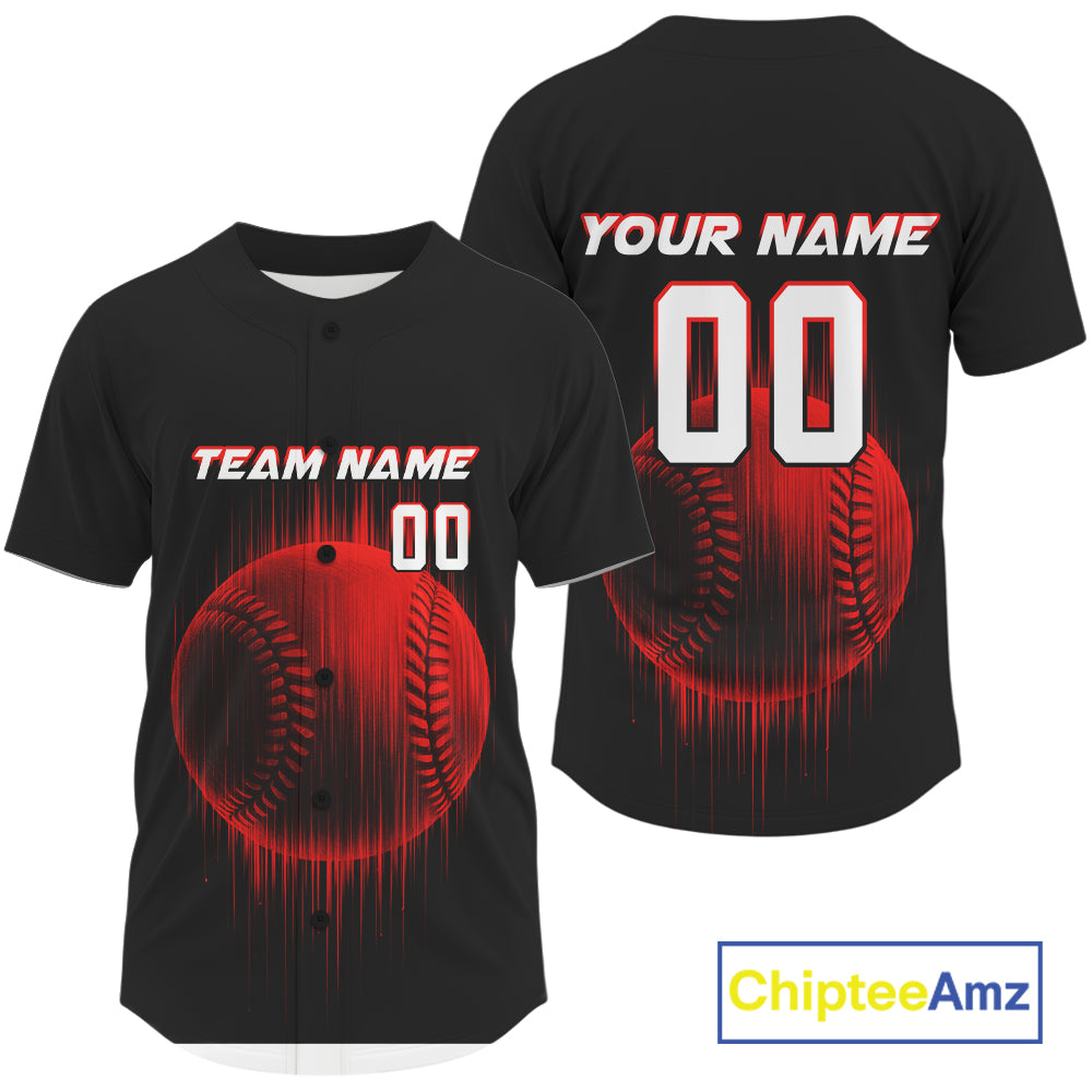 Men's Baseball Jersey Personalized Baseball Glitch Streak, Baseball Shirt For Newborn | Red NYN1036