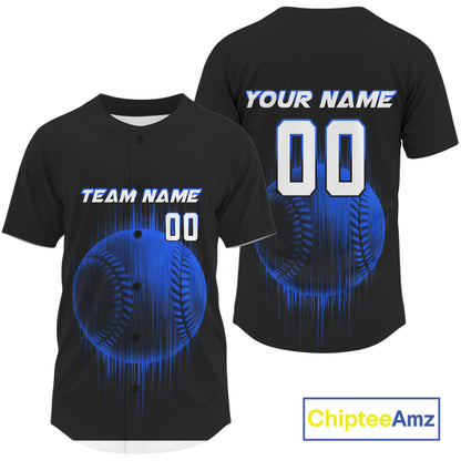 Men's Baseball Jersey Personalized Baseball Glitch Streak, Baseball Shirt For Newborn | Blue NYN1037