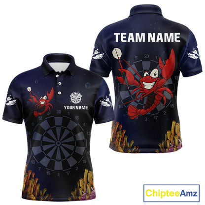 Maroon Lobster & Dartboard In The Ocean Men's Darts Shirt - Custom Name For Players NYN0523