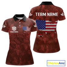 Load image into Gallery viewer, US Flag &amp; Map Dartboard Women's Red Darts Shirt - Custom Name For Darts Jersey NYN0524