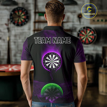 Load image into Gallery viewer, Custom Purple And Green Dartboard Dart Shirt For Men Outfits Polo &amp; 1/4-Zip Darts Jersey NYN1041