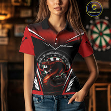 Load image into Gallery viewer, Maroon Cobra &amp; Dartboard Women's Darts Polo Shirt - Custom Name For Darts Jersey NYN0752