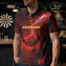 Load image into Gallery viewer, Lightning Red Flame Hand &amp; Darts Men's Darts Shirt - Custom Name For Players NYN0543