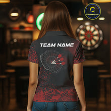 Load image into Gallery viewer, Red Arrows &amp; Dartboard Women's Darts Polo Shirt - Custom Name For Darts Jersey NYN0759