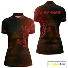 Load image into Gallery viewer, Custom Black-Red Horror Lion Dartboard Dart 1/4-Zip Shirt For Women Grunge Dart Jerseys NYN1413