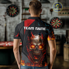 Load image into Gallery viewer, Flaming Skull Dartboard Red Black Darts Shirt For Men - Custom Name For Players NYN0556