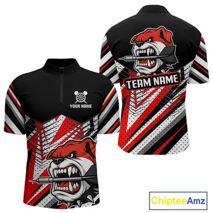 Bulldog Play Dart Arrow Custom Darts 1/4-Zip Shirt For Men - Darts Team Jersey NYN0764