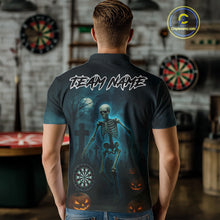 Load image into Gallery viewer, Custom Black And Blue Skull Halloween Darts Shirt For Men Outfits Skull Darts Jersey NYN1086