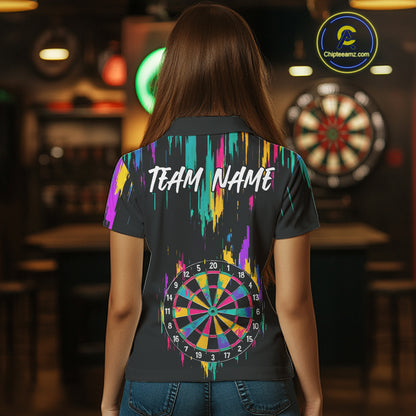 Custom Colorful Grunge Dartboard Darts Jerseys For Women, Darts Team Shirt Personalized NYN1093