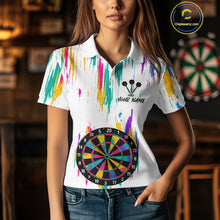 Load image into Gallery viewer, Custom Colorful Grunge Dartboard Darts Jerseys For Women, Darts Team Shirt Personalized NYN1094