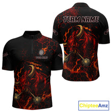 Load image into Gallery viewer, Red Hexagons Halftone Darts Custom Bull Darts Shirt For Men - Name &amp; Team For Players NYN0571