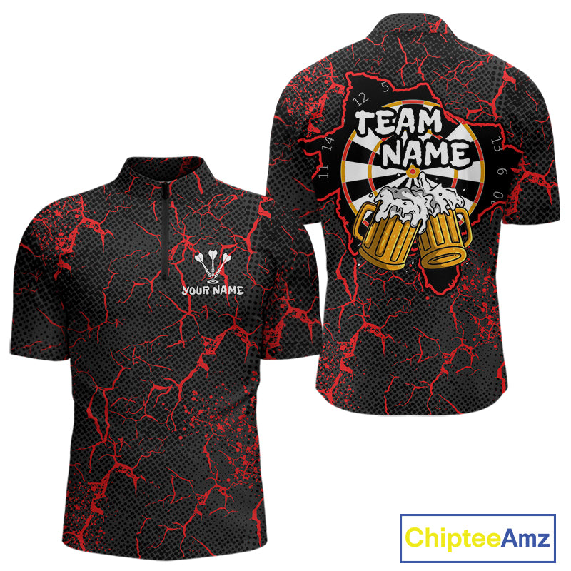 Custom Men's Darts Quarter-Zip Shirts Playing Darts And Beer For Darts Jersey NYN0774