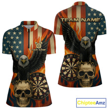 Load image into Gallery viewer, Custom Women US Flag Patriotic Darts Shirt Flame Eagle Retro Dart Jerseys, Darts Team NYN1128